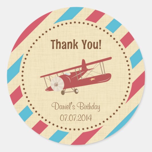 Airplane Geburtstag Danke Aufkleber (Vorderseite)