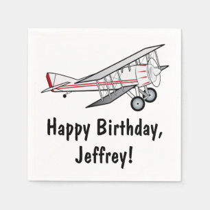 Airplane Happy Birthday Name anpassbar Serviette