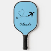  Airplane & Heart Contrail Travel Custom Vacation Pickleball Schläger (Rückseite)