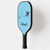  Airplane & Heart Contrail Travel Custom Vacation Pickleball Schläger (Links)