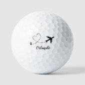 Airplane & Heart Contrail Travel Vacation Custom Golfball (Vorderseite)