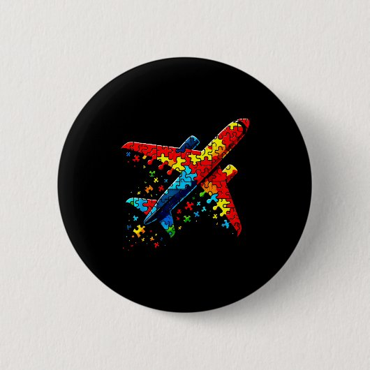 Airplane Jigsaw Puzzle Kids Toddler Boys Autism Aw Button (Vorderseite)