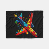 Airplane Jigsaw Puzzle Kids Toddler Boys Autism Aw Fleecedecke (Vorderseite (Horizontal))
