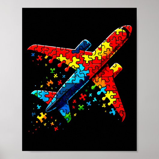 Airplane Jigsaw Puzzle Kids Toddler Boys Autism Aw Poster (Vorne)