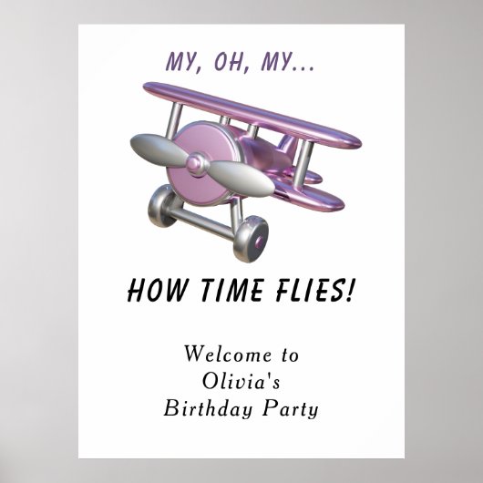 Airplane Kids Birthday Poster (Vorne)
