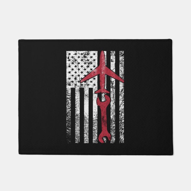 Airplane Mechanic Shirt Aviation Technician Gift Fußmatte (Vorderseite)