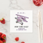 Airplane Oh My Time Flies Travel First Birthday Serviette (Beispiel)