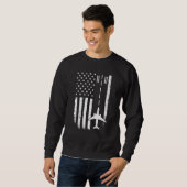 Airplane Pilot American Flag Airport Runway Funny Sweatshirt (Vorne ganz)