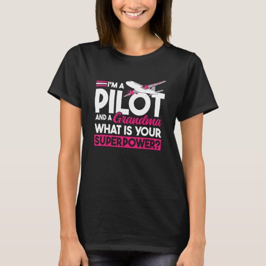 Airplane Pilot Grandmother Aviator Aircraft Pilot T-Shirt (Vorderseite)