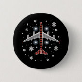 Airplane Plaid Christmas Pilot Button (Vorderseite)
