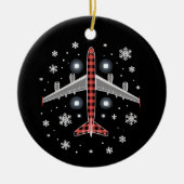 Airplane Plaid Christmas Pilot Keramik Ornament (Vorne)