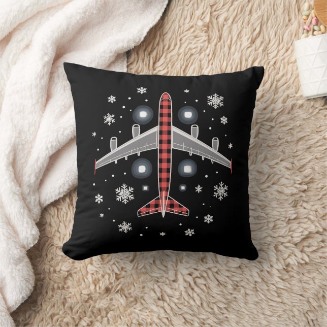 Airplane Plaid Christmas Pilot Kissen (Decke)