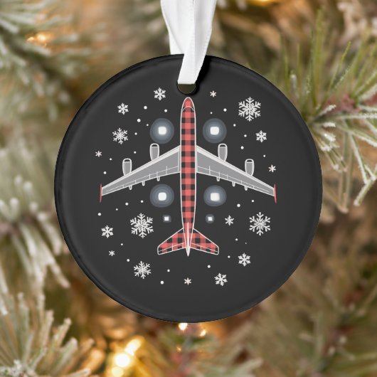 Airplane Plaid Christmas Pilot Ornament (Baum)