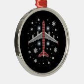 Airplane Plaid Christmas Pilot Ornament Aus Metall (Rechts)