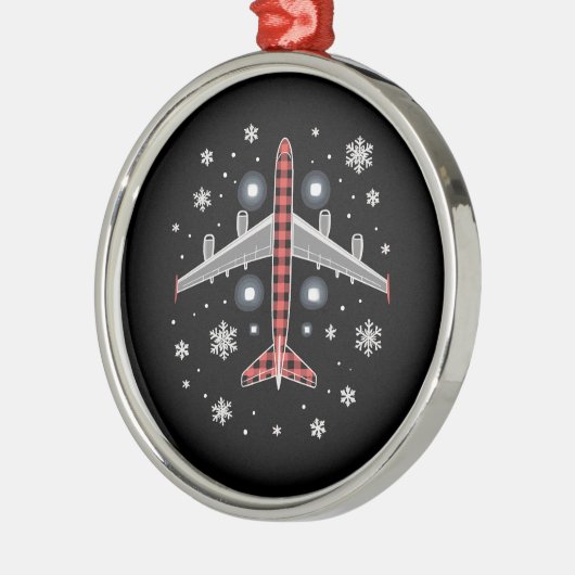 Airplane Plaid Christmas Pilot Ornament Aus Metall (Links)