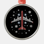 Airplane Plaid Christmas Pilot Ornament Aus Metall (Vorne)