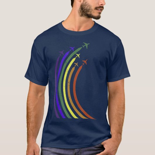 Airplane Rainbow CSD LGBTQ Pride T-Shirt (Vorderseite)