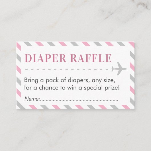 Airplane Reisediaper Raffle Ticket Baby Dusche Begleitkarte (Vorderseite)