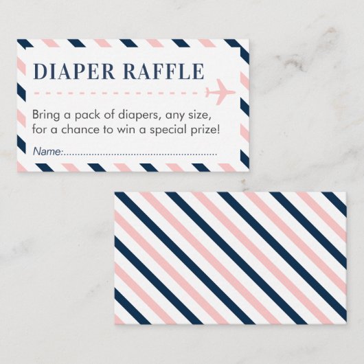 Airplane Reisediaper Raffle Ticket Baby Dusche Begleitkarte (Vorne/Hinten)