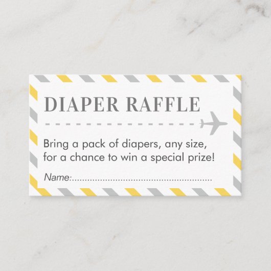 Airplane Reisediaper Raffle Ticket Baby Dusche Begleitkarte (Vorderseite)