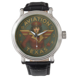 Airplane rustic pilot art Texas aviation  Armbanduhr
