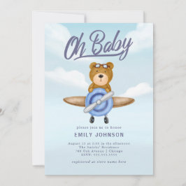 Airplane Teddy Bear Baby Shower Einladung