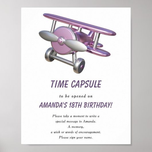 Airplane Time Capsule 1st birthday Poster (Vorne)