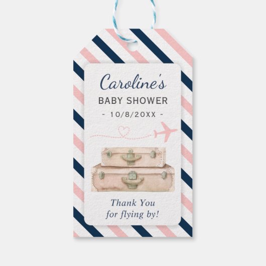 Airplane Travel Baby Dusche Mini Weinflasche Gefal Geschenkanhänger (Rückseite)