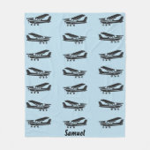 Airplane Travel Blue Baby Duschgeschenk, Luftfahrt Fleecedecke (Vorderseite)