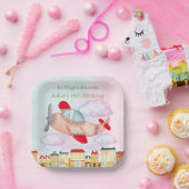 Airplane with Cityscape In-Flight Snacks Birthday Pappteller (Party)