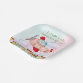 Airplane with Cityscape In-Flight Snacks Birthday Pappteller (Gewinkelt)