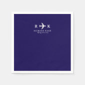 Airplane With Initials - Pilot Logo Blue Serviette (Vorderseite)