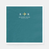 Airplane With Pilot Initials - aero dark teal blue Serviette (Vorderseite)
