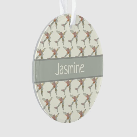 Airplane world map custom name ornament (Vorderseite)
