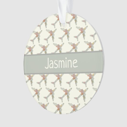 Airplane world map custom name ornament (Vorderseite)