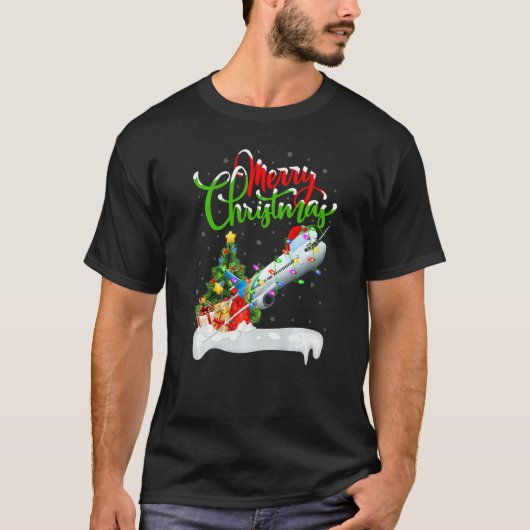 Airplane  Xmas Decorations Santa Airplane Christma T-Shirt (Vorderseite)