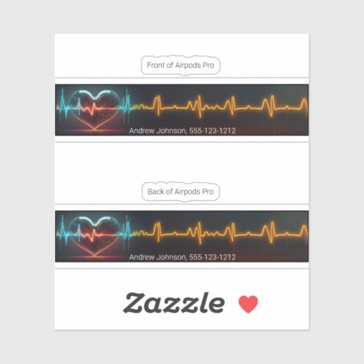 Airpods Pro Case Decorative Haut - Herzschlag Aufkleber (Blatt)