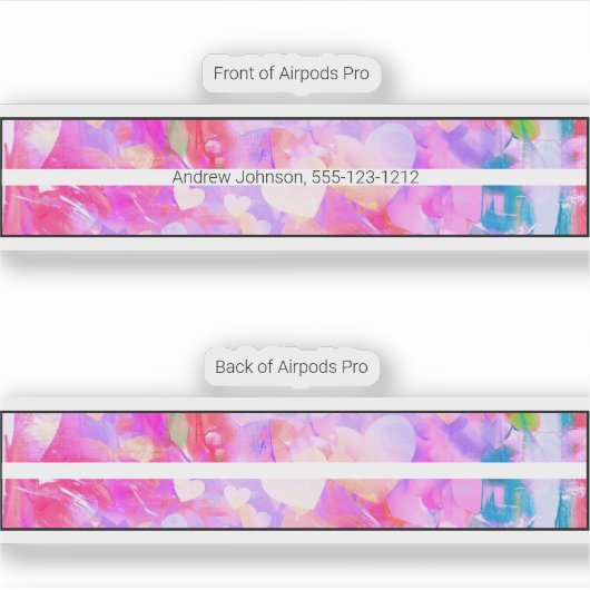 Airpods Pro Case Decorative Haut - rosa Herzen Aufkleber (Vorderseite)