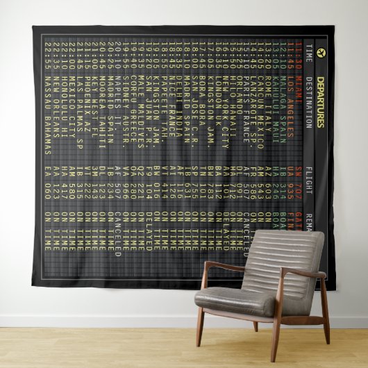 Airport Board (anpassbar) Tapestry Wandteppich (Beispiel (Horizontal))