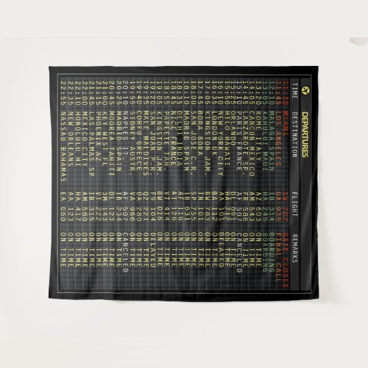 Airport Board (anpassbar) Tapestry Wandteppich (Vorderseite (Horizontal))