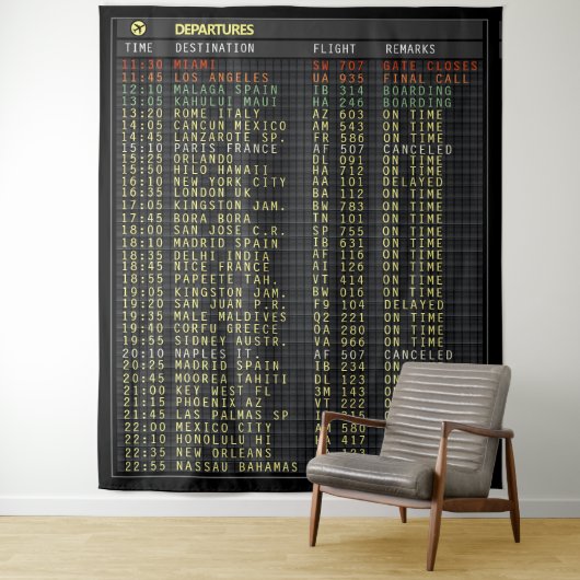 Airport Board (anpassbar) Tapestry Wandteppich (Beispiel)