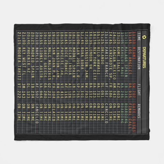 Airport Board (kundenspezifisch) Fleecedecke (Vorderseite (Horizontal))