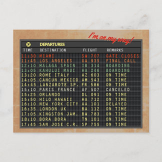 Airport Board Postcard (alle Texte können individu Postkarte