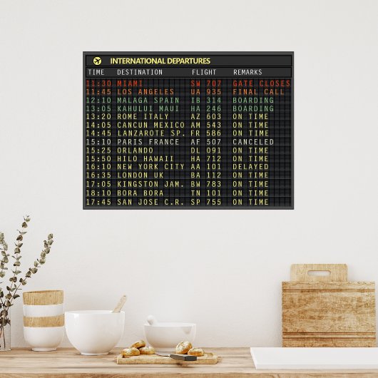 Airport Board (Text anpassbar) Poster (Küche)