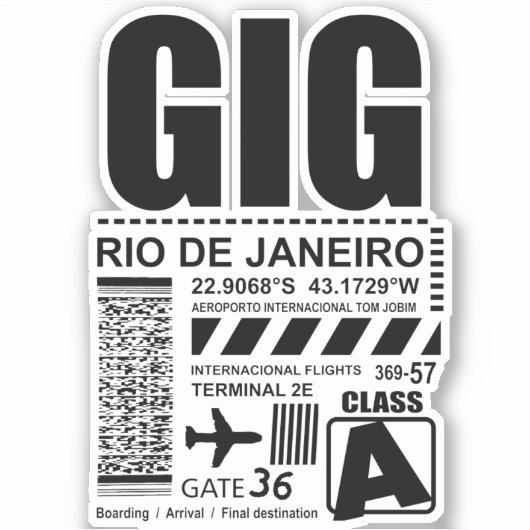 Airport Rio de Janeiro GIG Aufkleber (Vorderseite)