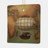 Airship Flying Over Eastern Hemisphere Map Keramikornament (Links)