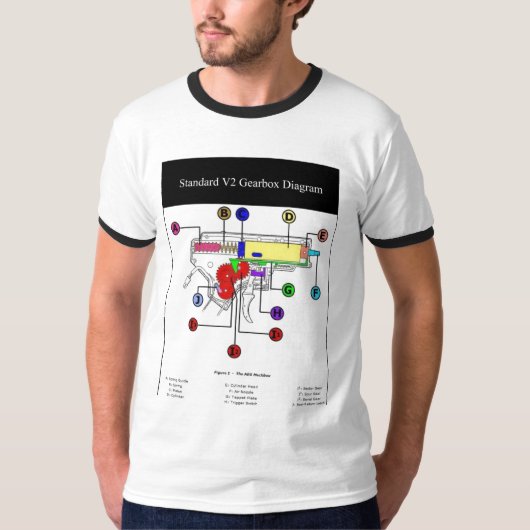 Airsoft Gearbox Diagram T-Shirt (Vorderseite)