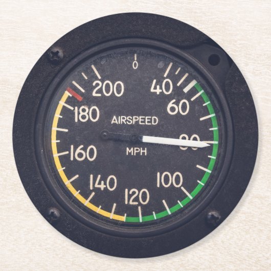 Airspeed Gauge Runder Pappuntersetzer (Vorderseite)