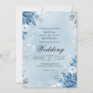 Airy Blue Floral Arch Wedding Einladung