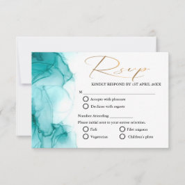 Airy Blue Turquoise Wasserfarbe aquamarine Goldhoc RSVP Karte